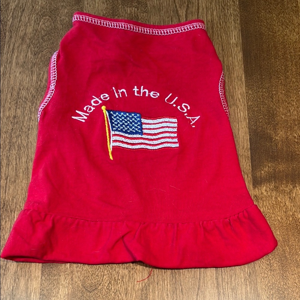 Red Dog Shirt with American Flag